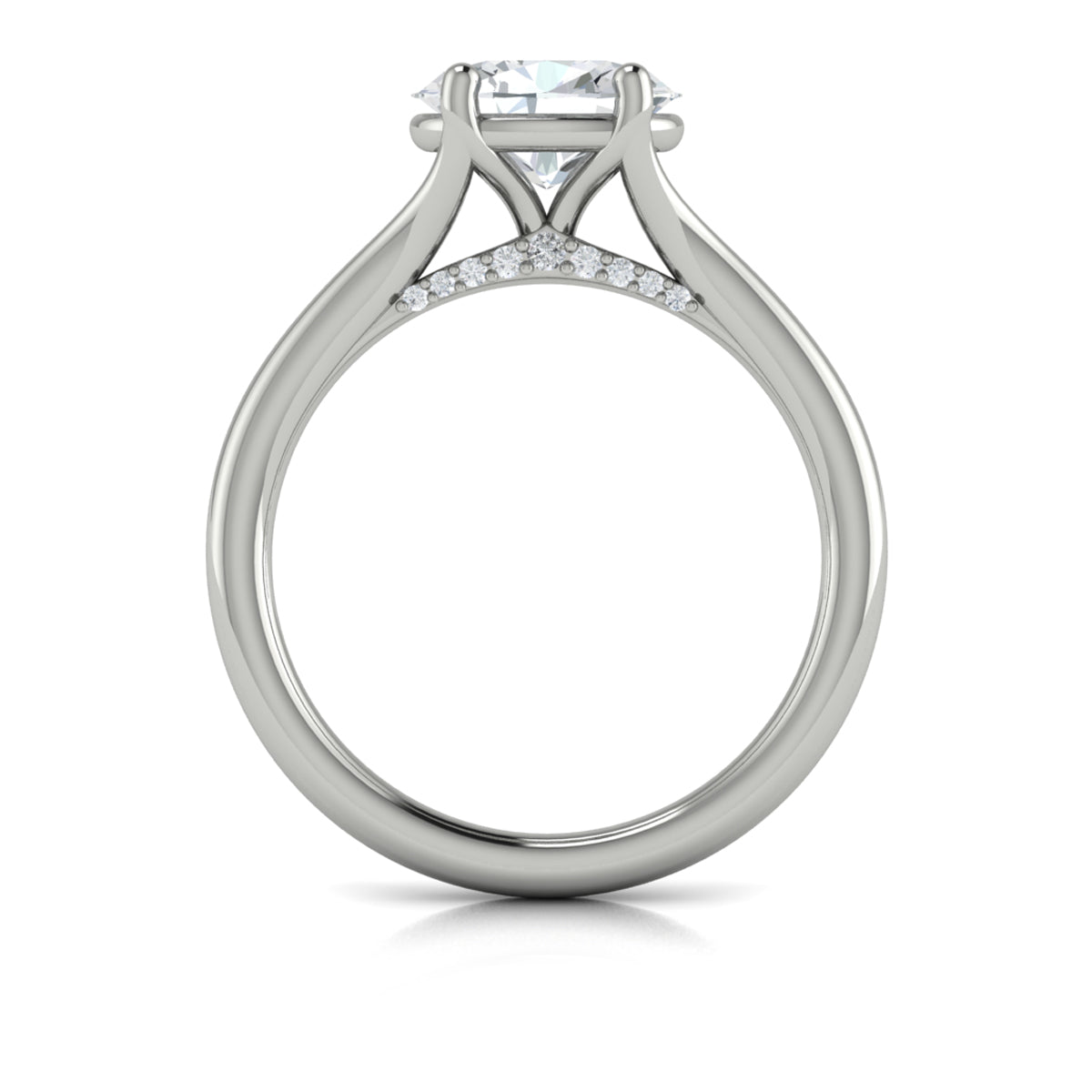 14K White Gold Oval Diamond Split Shank Engagement Ring