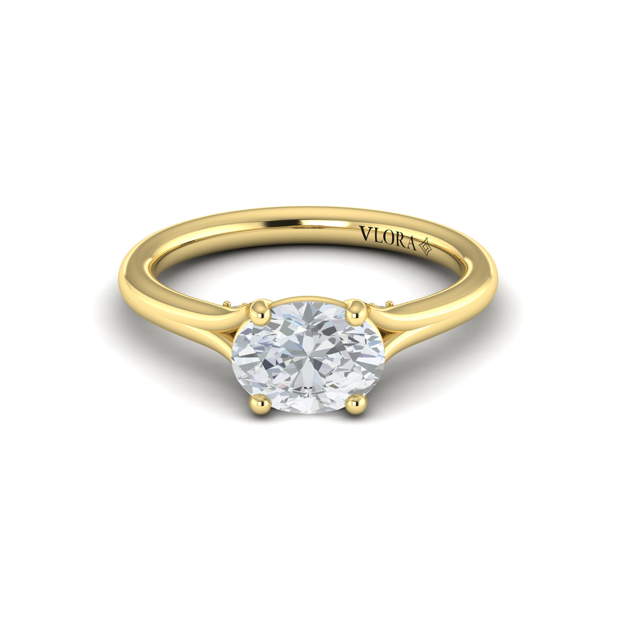14kt Yellow Gold Oval Diamond Split Shank Ring