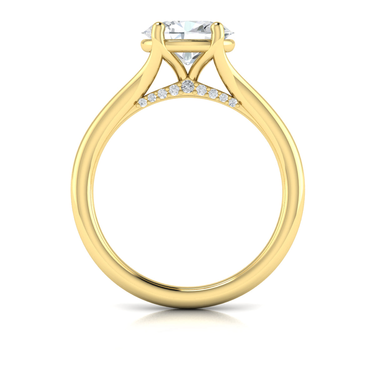 14kt Yellow Gold Oval Diamond Split Shank Ring