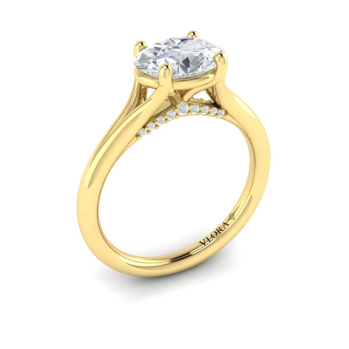 14kt Yellow Gold Oval Diamond Split Shank Ring