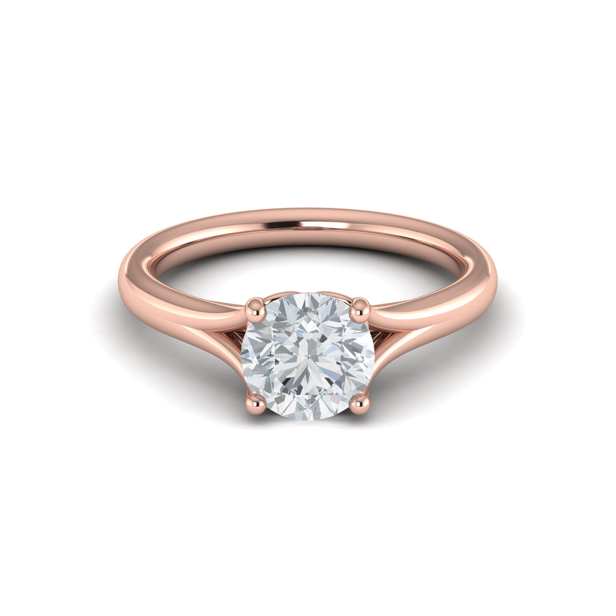 18kt Rose Gold Split Shank Solitaire Engagement Ring