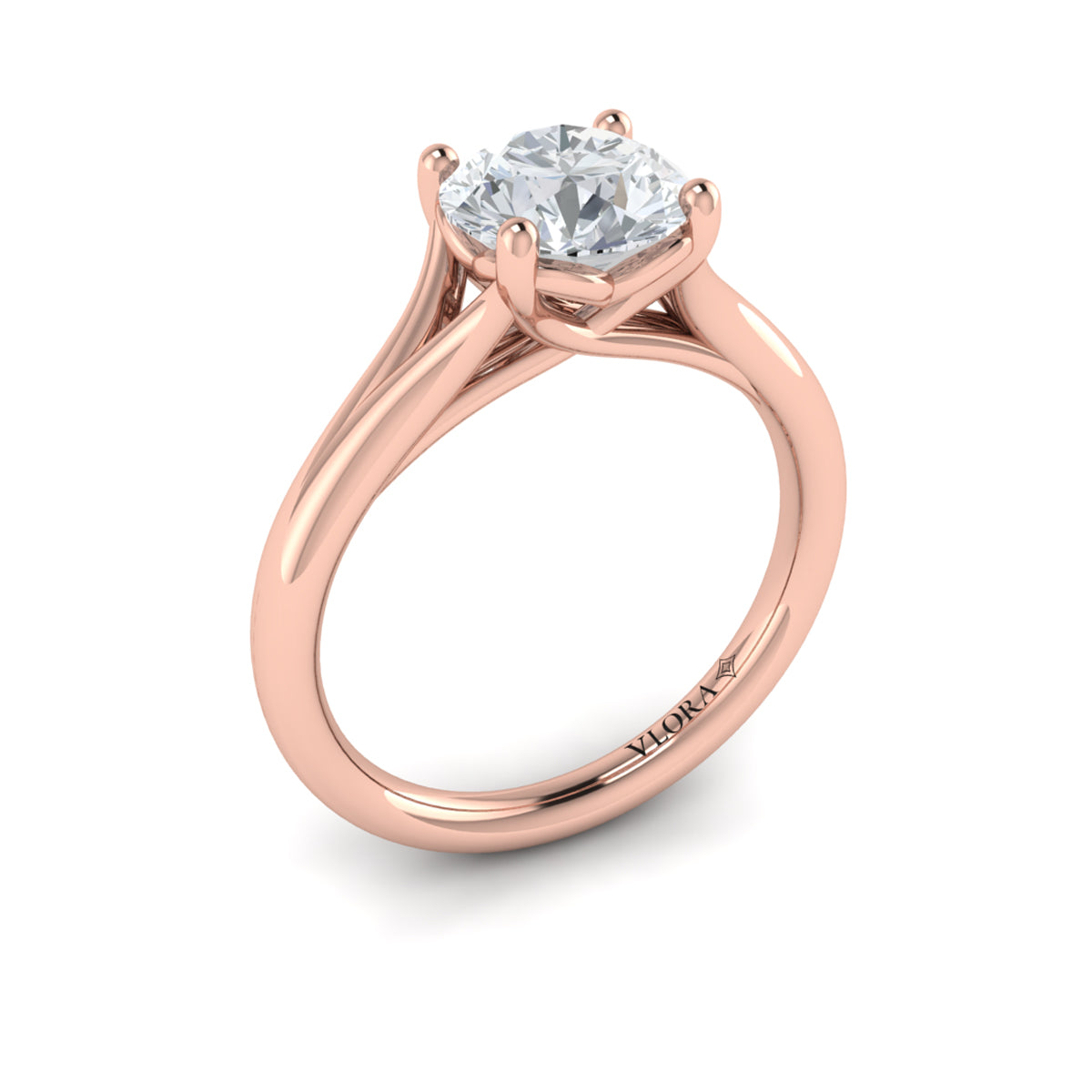 18kt Rose Gold Split Shank Solitaire Engagement Ring