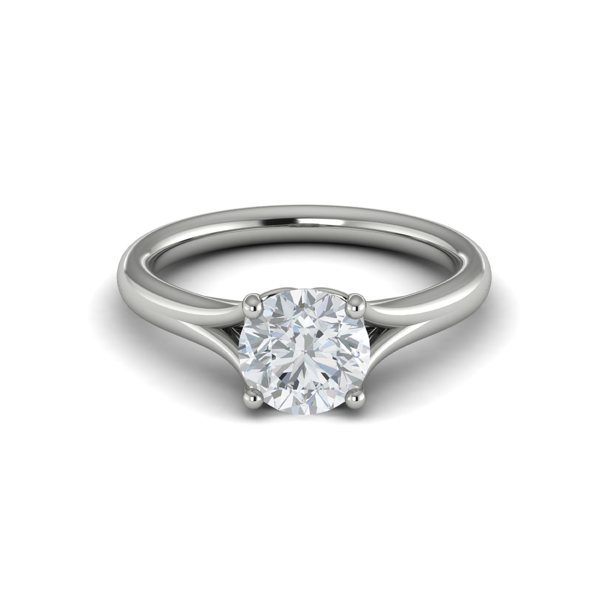 14K White Gold Diamond Split Shank Solitaire Ring