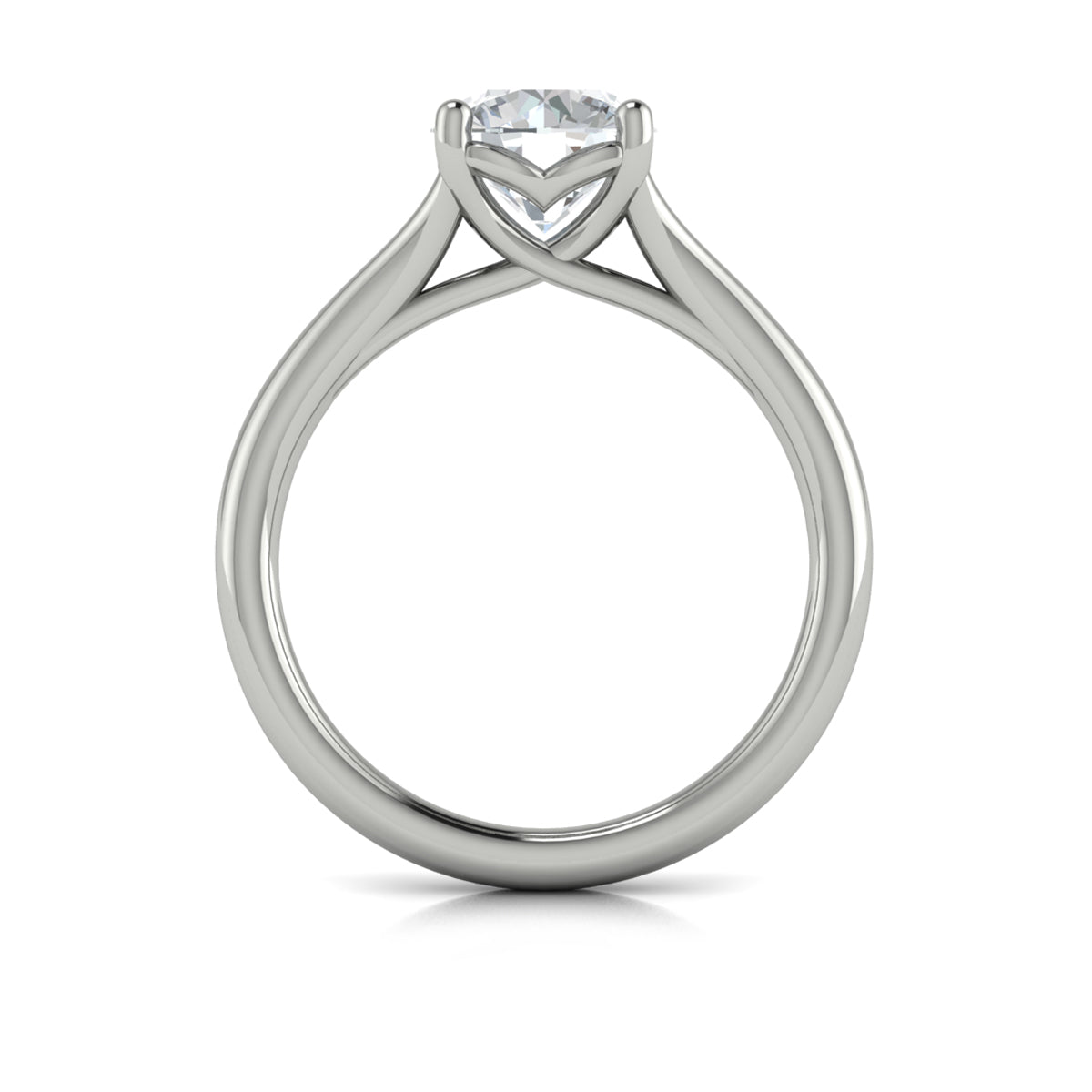 14K White Gold Diamond Split Shank Solitaire Ring
