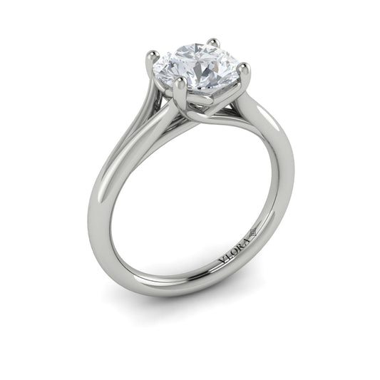 14K White Gold Diamond Split Shank Solitaire Ring