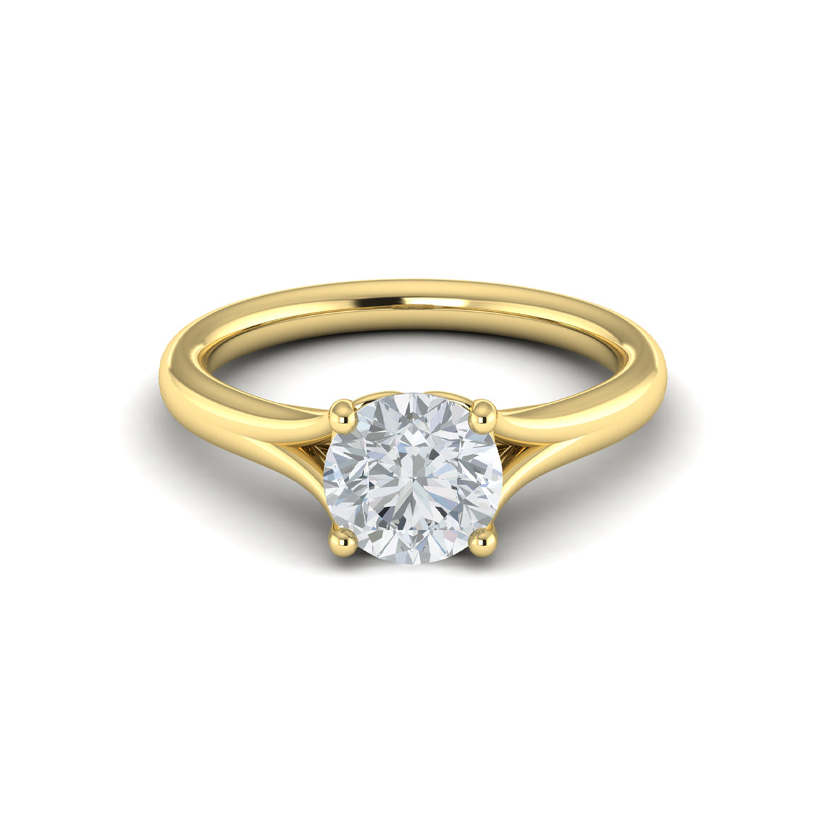 14kt Yellow Gold Diamond Solitaire Split Shank Ring
