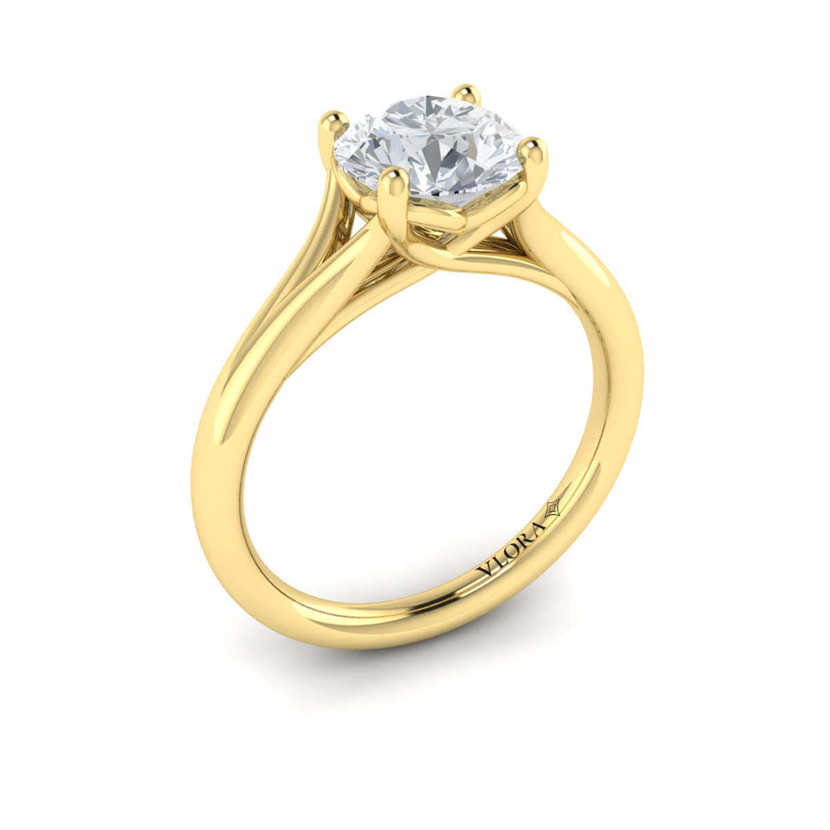 14kt Yellow Gold Diamond Solitaire Split Shank Ring