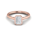 18kt Rose Gold Emerald Cut Diamond Bezel Solitaire Ring