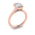 18kt Rose Gold Emerald Cut Diamond Bezel Solitaire Ring