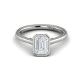 14K White Gold Emerald Cut Bezel Solitaire Engagement Ring