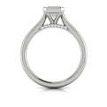 14K White Gold Emerald Cut Bezel Solitaire Engagement Ring
