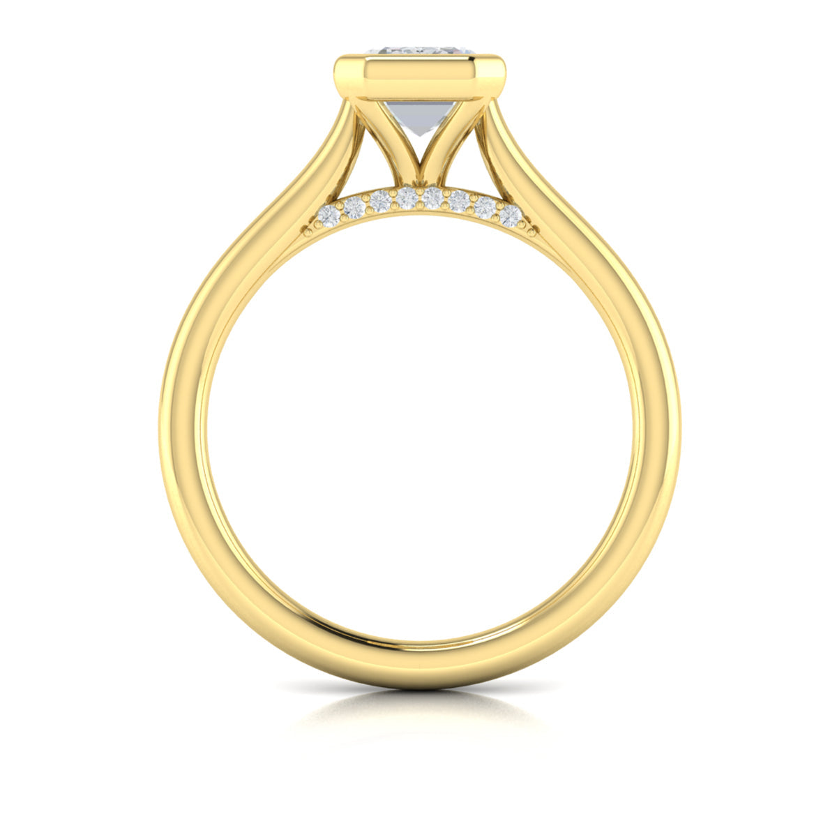 18kt Yellow Gold Emerald Cut Bezel Diamond Ring