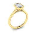 18kt Yellow Gold Emerald Cut Bezel Diamond Ring