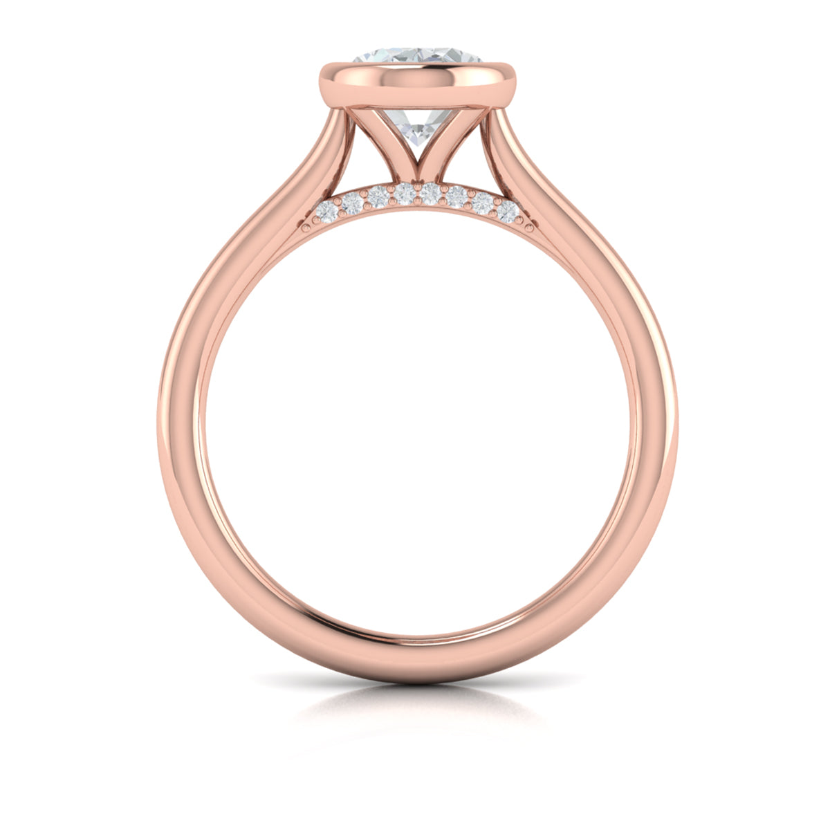 14kt Rose Gold Oval Diamond Bezel Engagement Ring