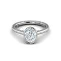 14K White Gold Oval Diamond Bezel Engagement Ring