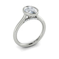 14K White Gold Oval Diamond Bezel Engagement Ring
