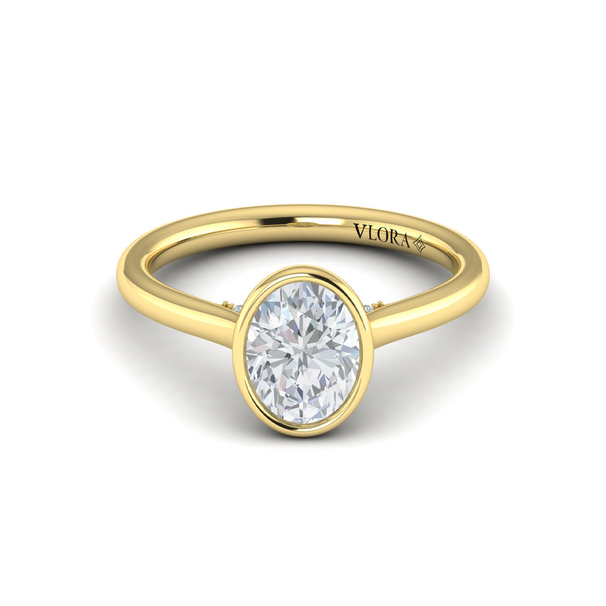 14kt Yellow Gold Oval Diamond Bezel Engagement Ring