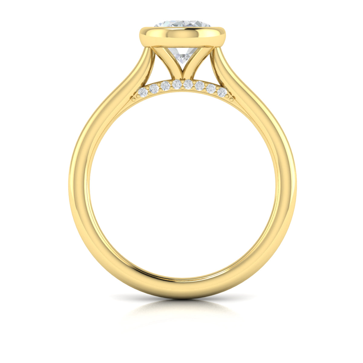 14kt Yellow Gold Oval Diamond Bezel Engagement Ring