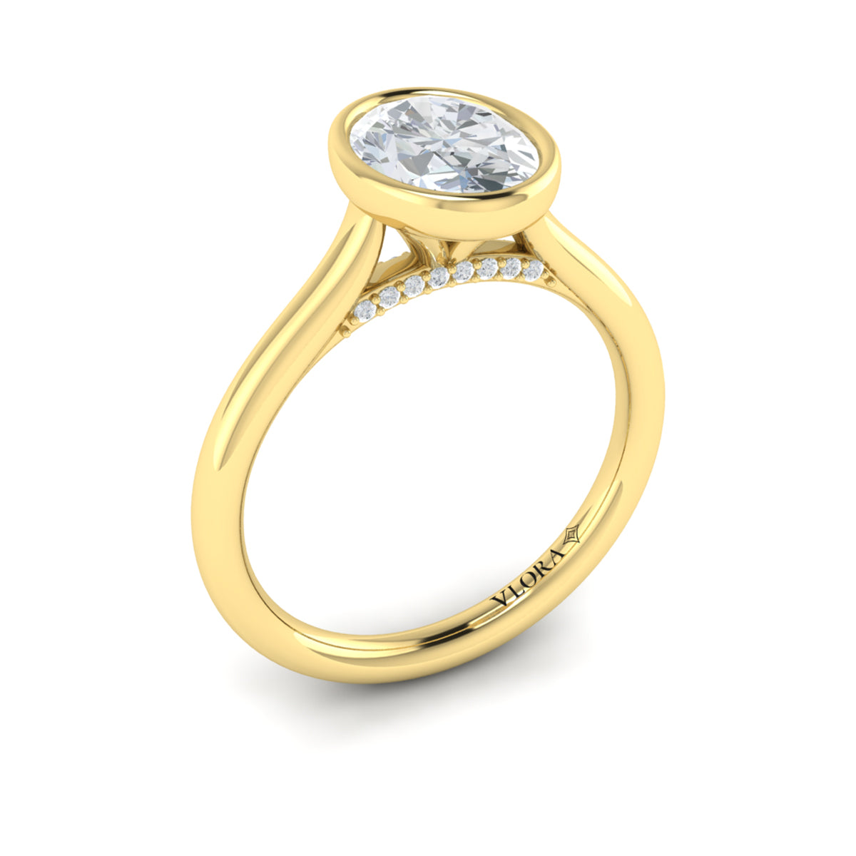 14kt Yellow Gold Oval Diamond Bezel Engagement Ring