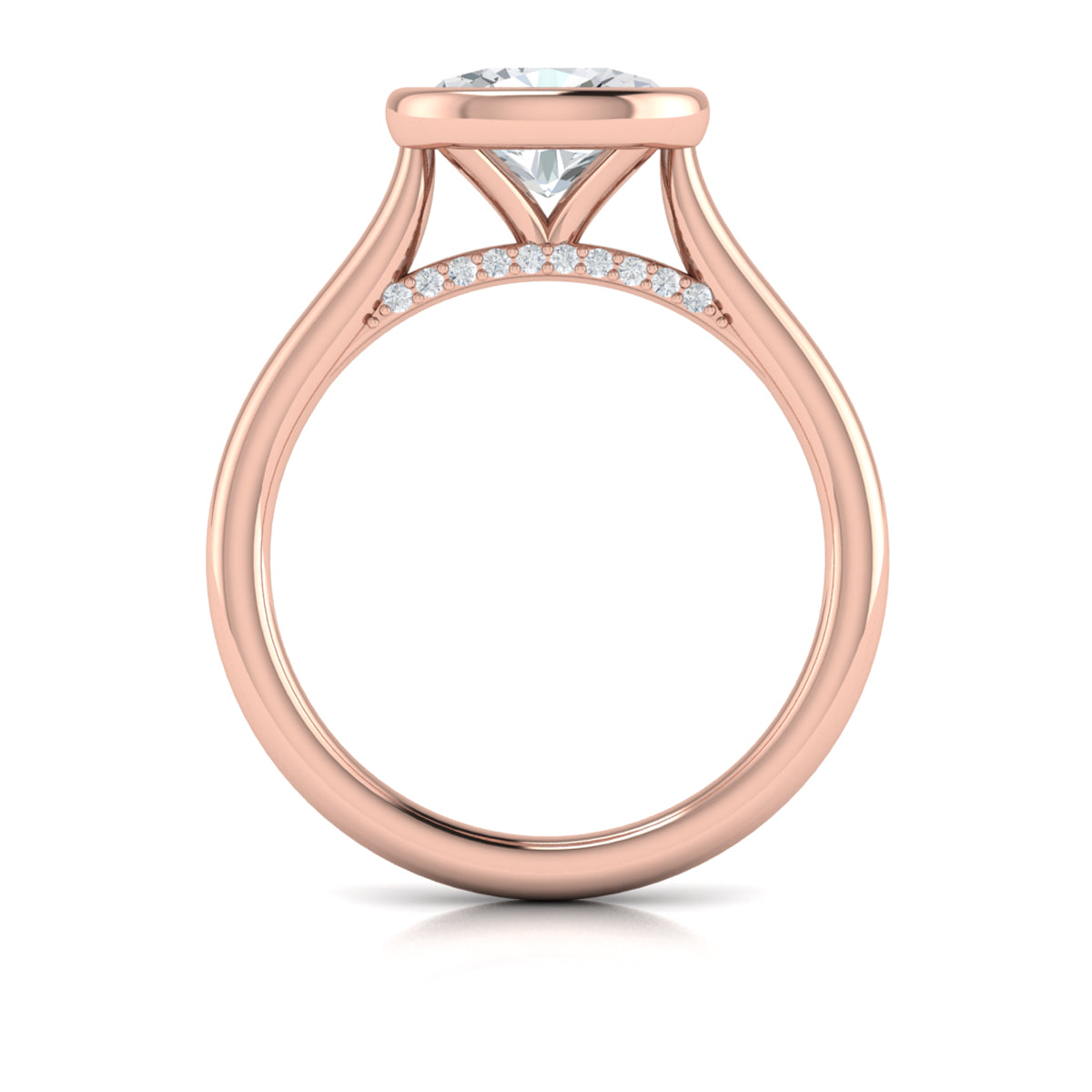 14kt Rose Gold Oval Diamond Bezel Engagement Ring