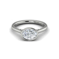 14K White Gold Oval Diamond Bezel Solitaire Ring