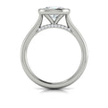14K White Gold Oval Diamond Bezel Solitaire Ring