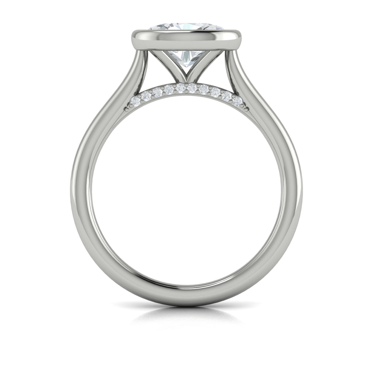 14K White Gold Oval Diamond Bezel Solitaire Ring