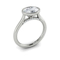 14K White Gold Oval Diamond Bezel Solitaire Ring