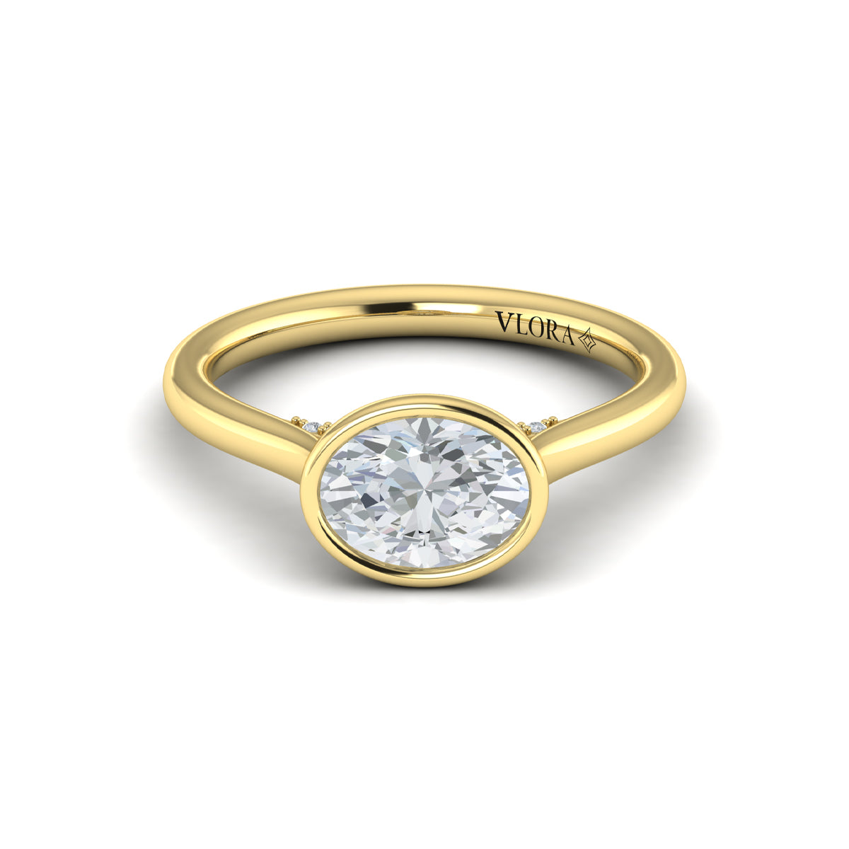 14kt Yellow Gold East-West Oval Diamond Bezel Ring