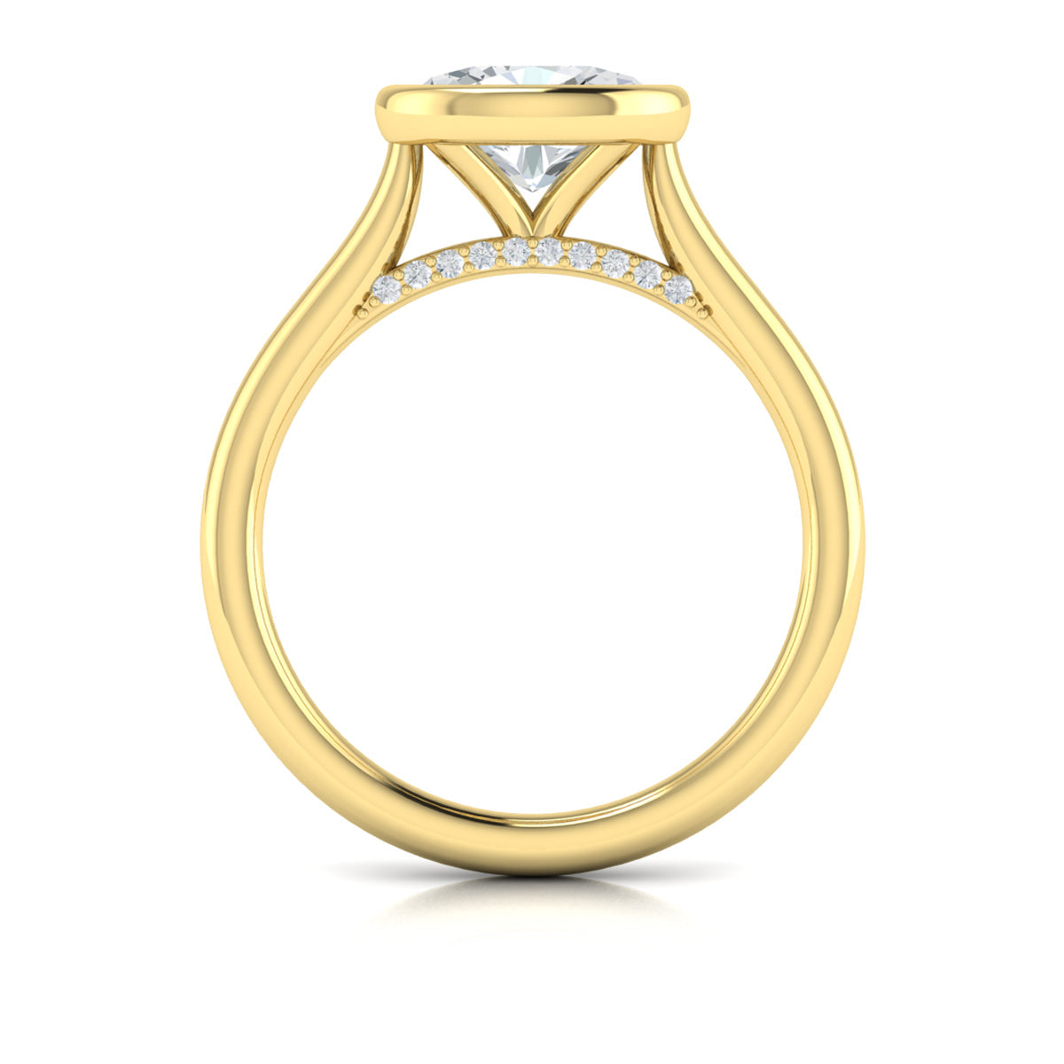 14kt Yellow Gold East-West Oval Diamond Bezel Ring