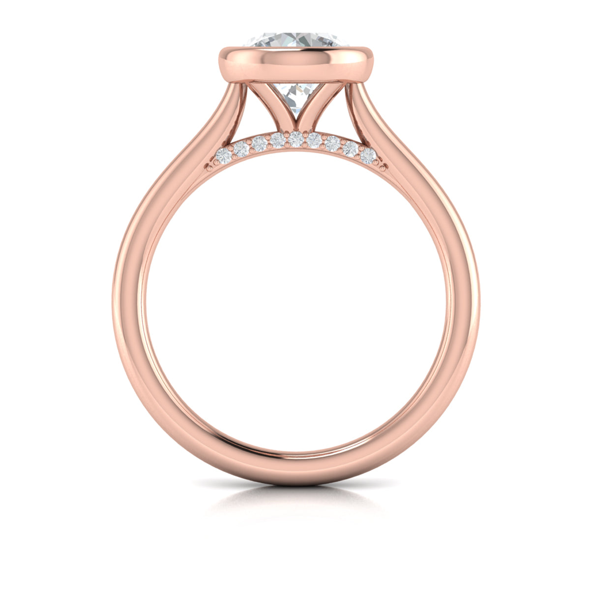 18kt Rose Gold Round Diamond Bezel Engagement Ring
