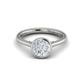 14K White Gold Round Diamond Bezel Engagement Ring