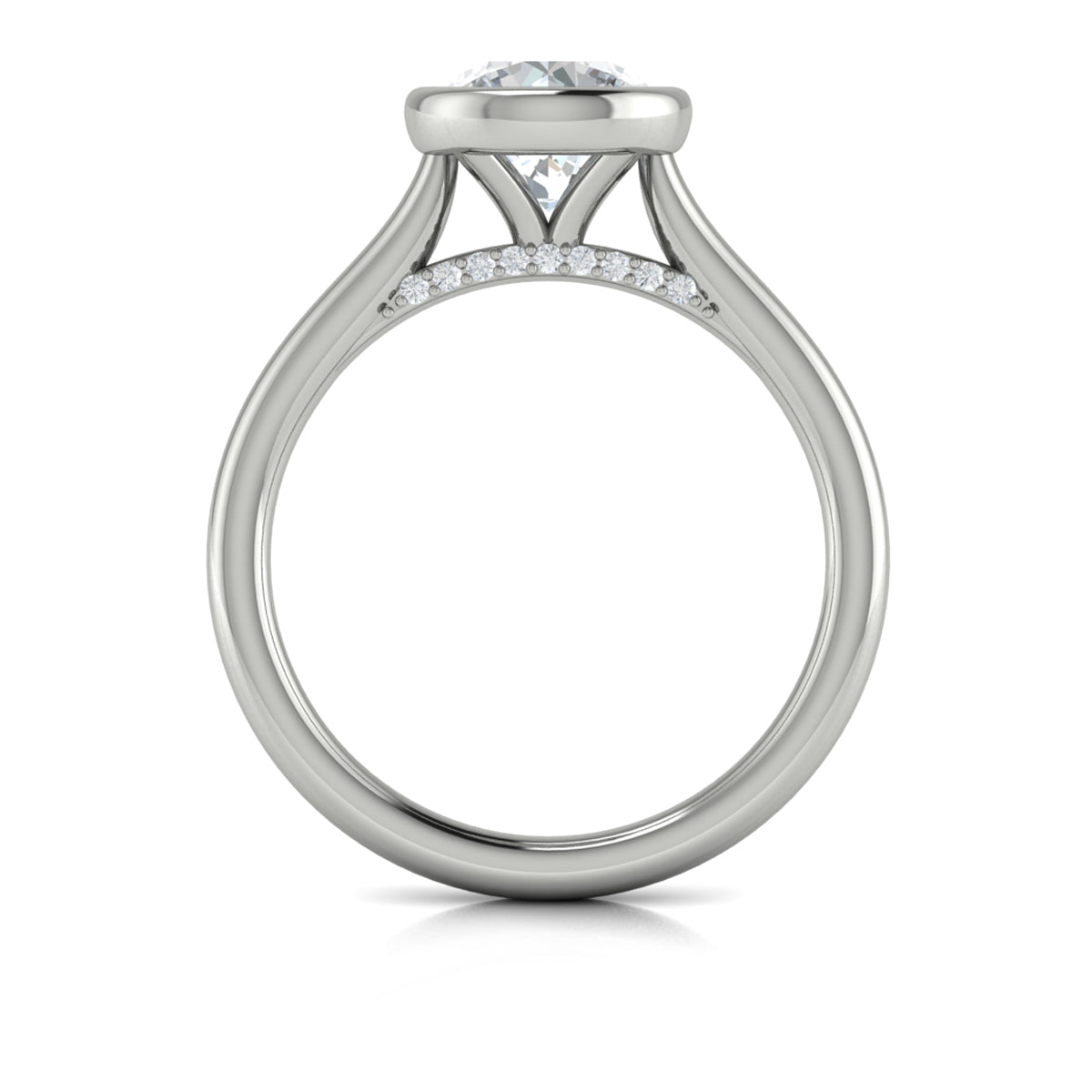 14K White Gold Round Diamond Bezel Engagement Ring