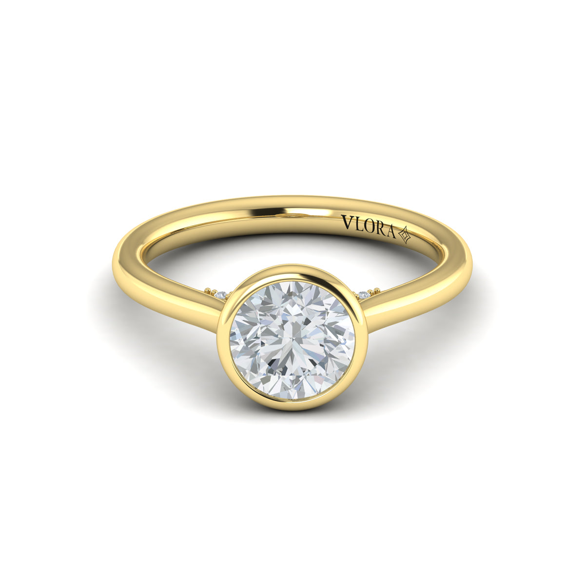 14kt Yellow Gold Round Brilliant Diamond Bezel Ring