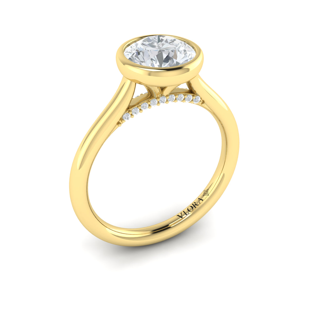 14kt Yellow Gold Round Brilliant Diamond Bezel Ring