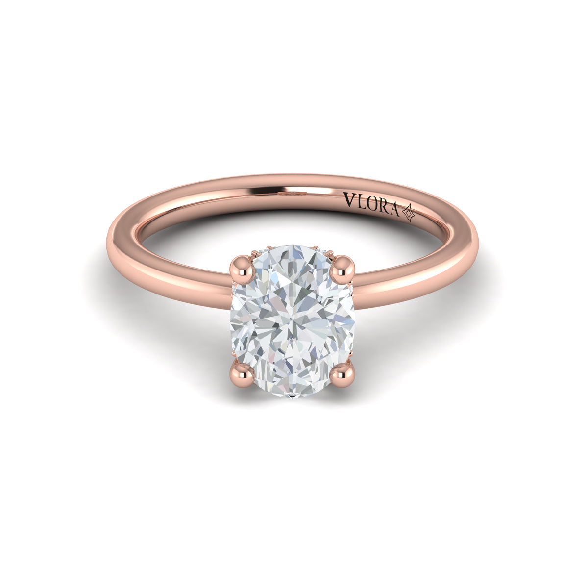 18kt Rose Gold Oval Diamond Solitaire Engagement Ring
