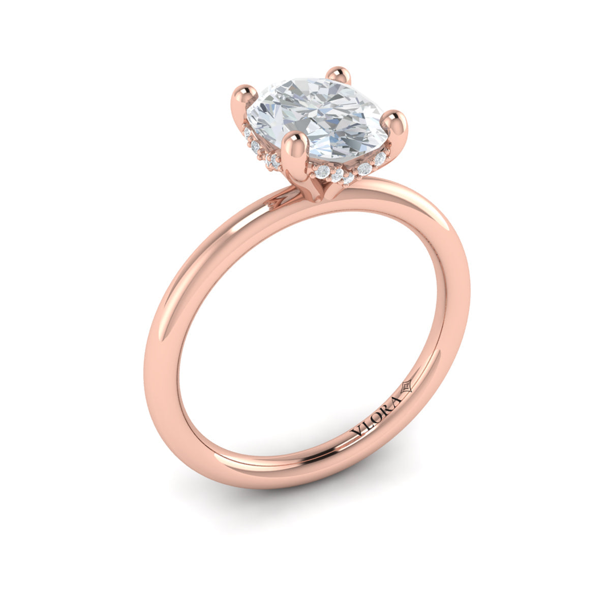 18kt Rose Gold Oval Diamond Solitaire Engagement Ring