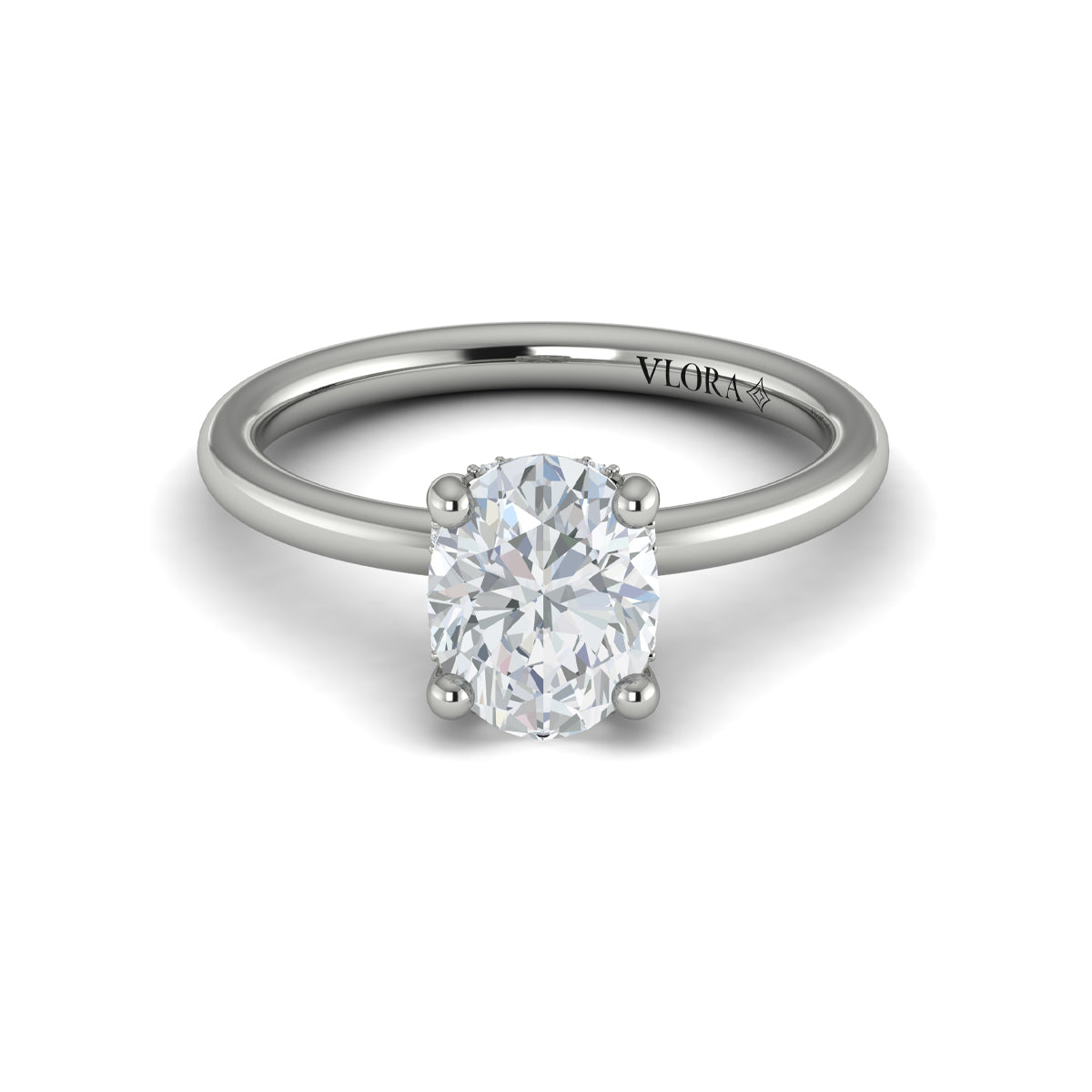14K White Gold Oval Diamond Solitaire Engagement Ring