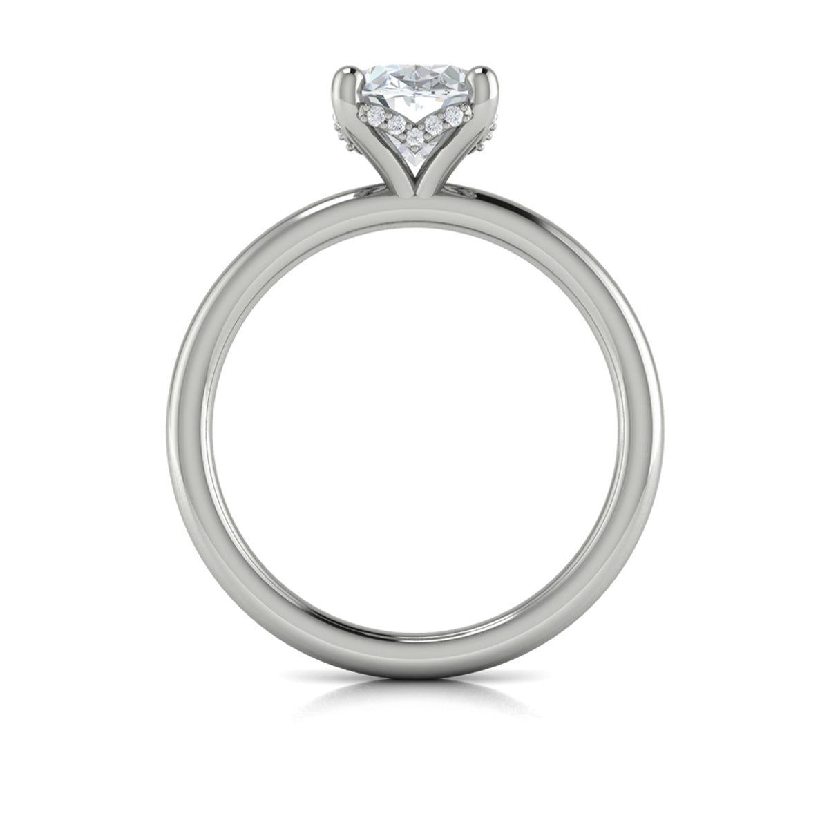 14K White Gold Oval Diamond Solitaire Engagement Ring