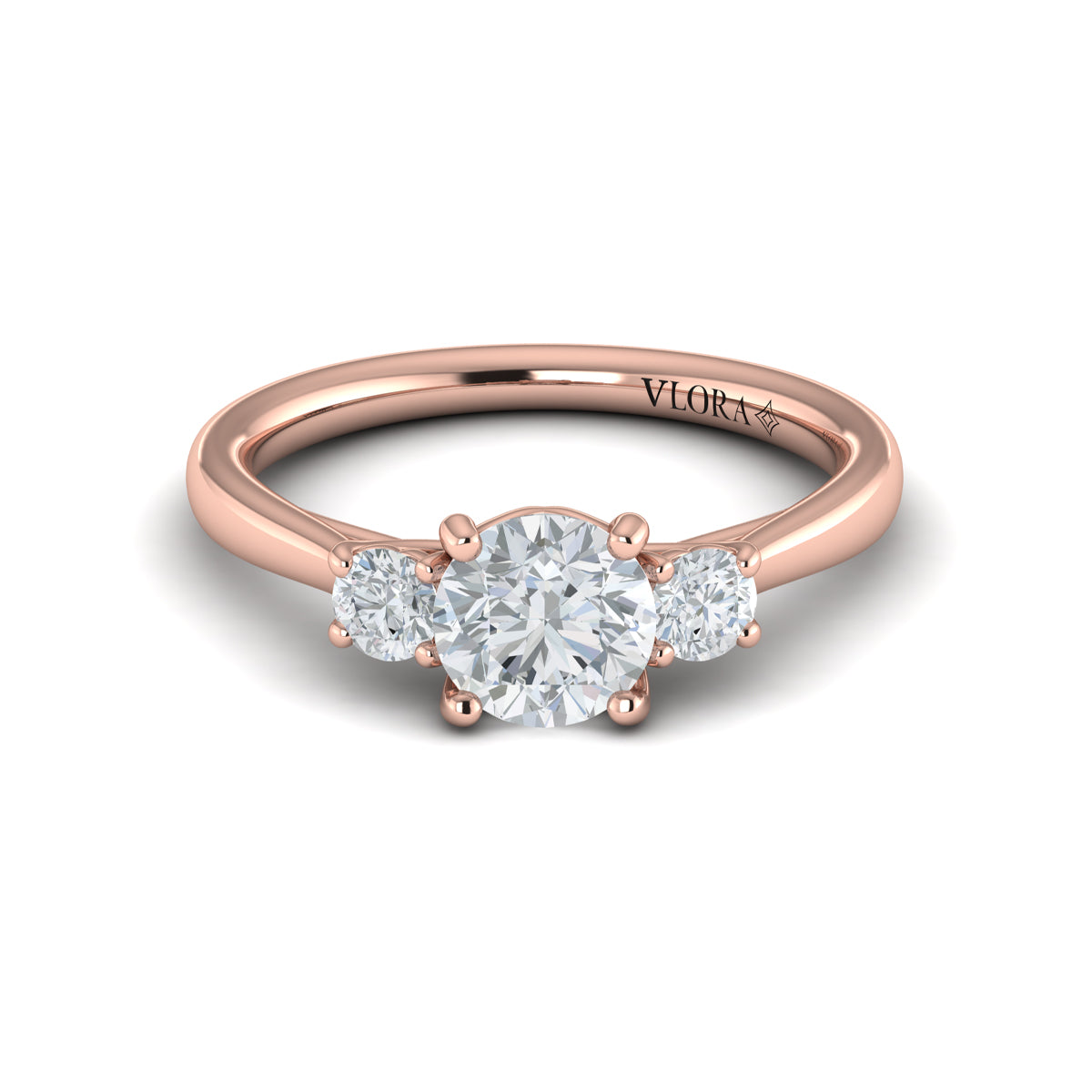 14kt Rose Gold Three Stone Diamond Engagement Ring