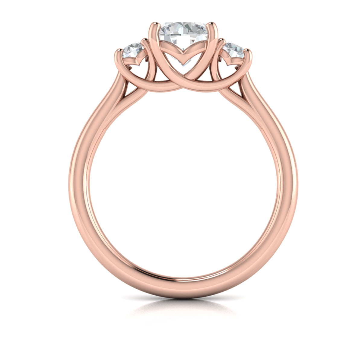 14kt Rose Gold Three Stone Diamond Engagement Ring