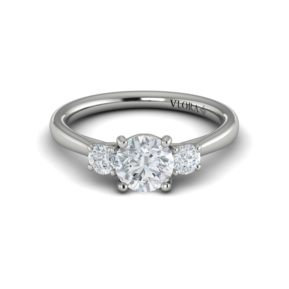 14K White Gold Three-Stone Diamond Engagement Ring