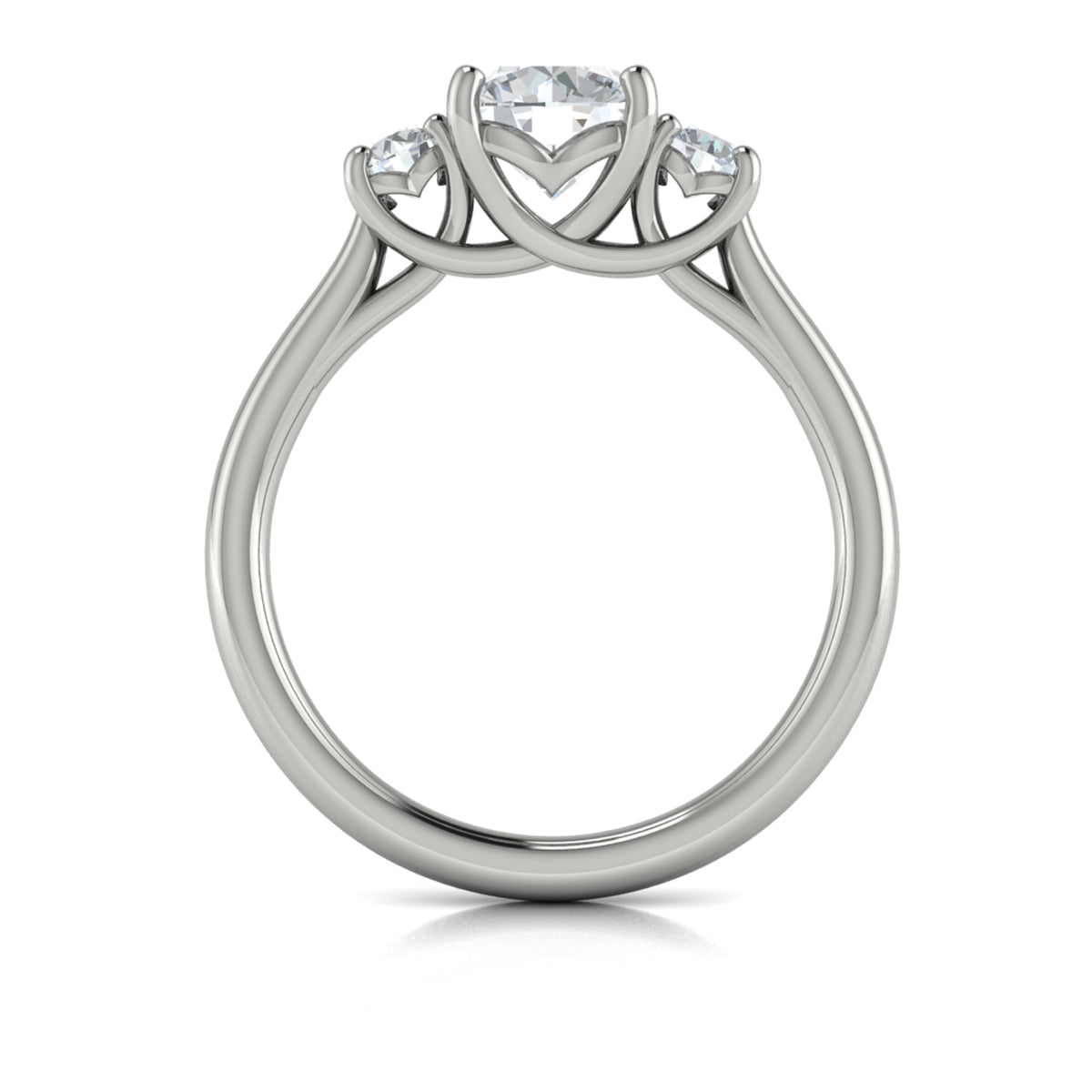 14K White Gold Three-Stone Diamond Engagement Ring