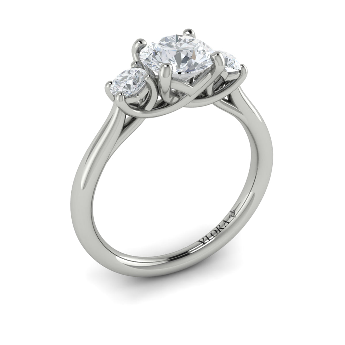 14K White Gold Three-Stone Diamond Engagement Ring