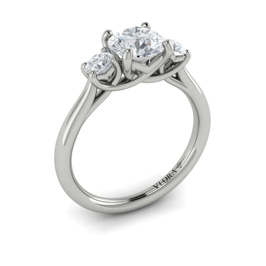 14K White Gold Three-Stone Diamond Engagement Ring