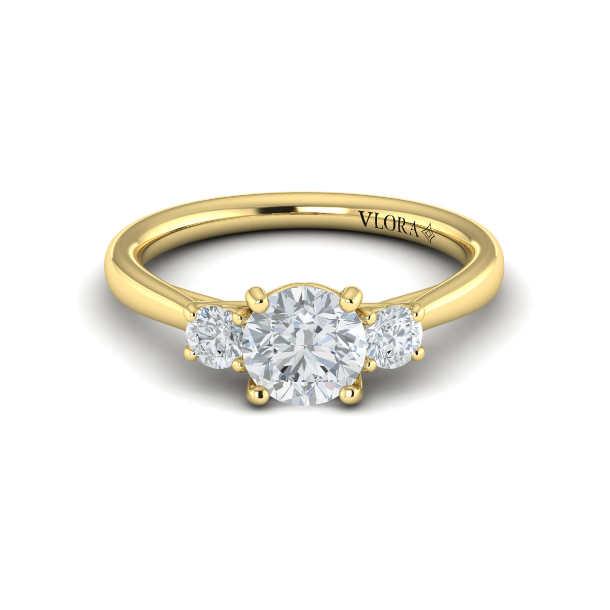 14kt Yellow Gold Three Stone Diamond Engagement Ring