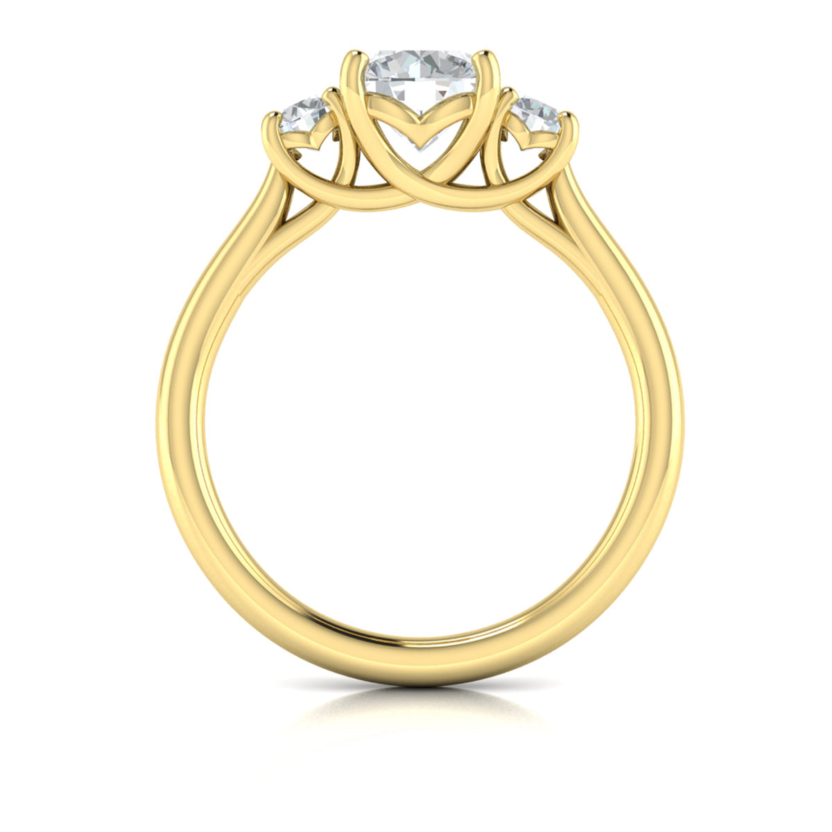 14kt Yellow Gold Three Stone Diamond Engagement Ring