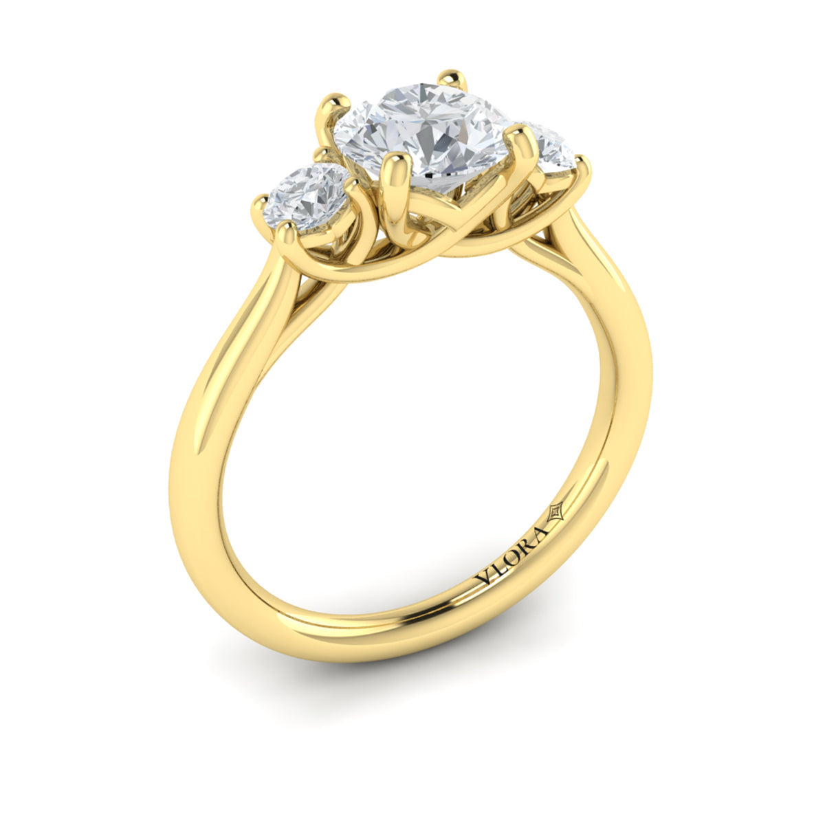14kt Yellow Gold Three Stone Diamond Engagement Ring