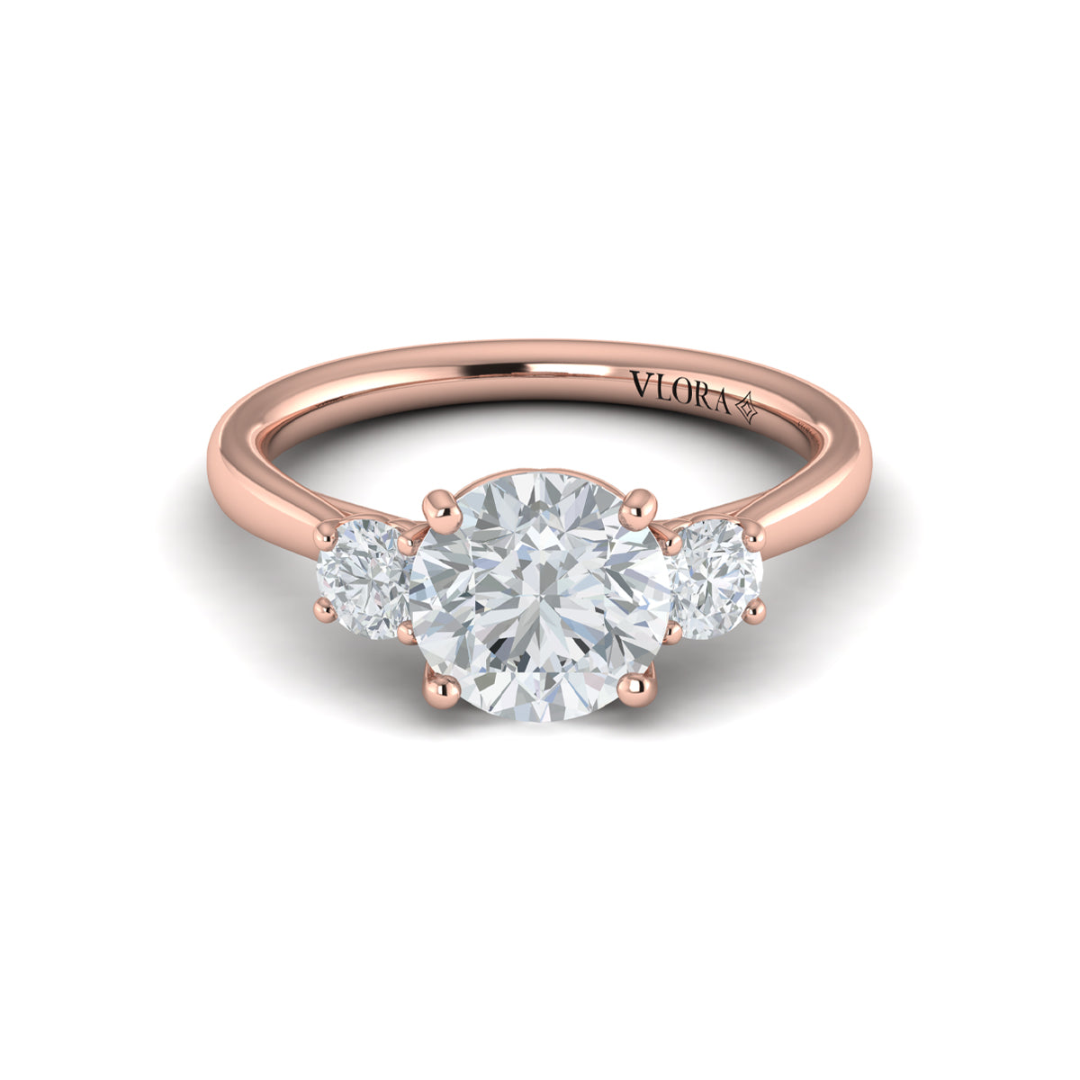 14kt Rose Gold Three-Stone Diamond Engagement Ring