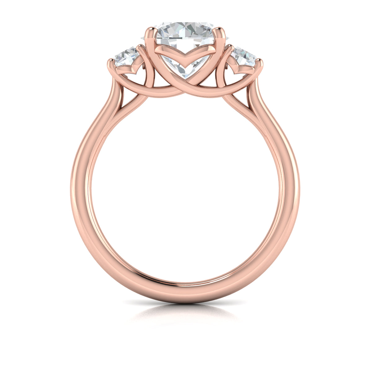 14kt Rose Gold Three-Stone Diamond Engagement Ring